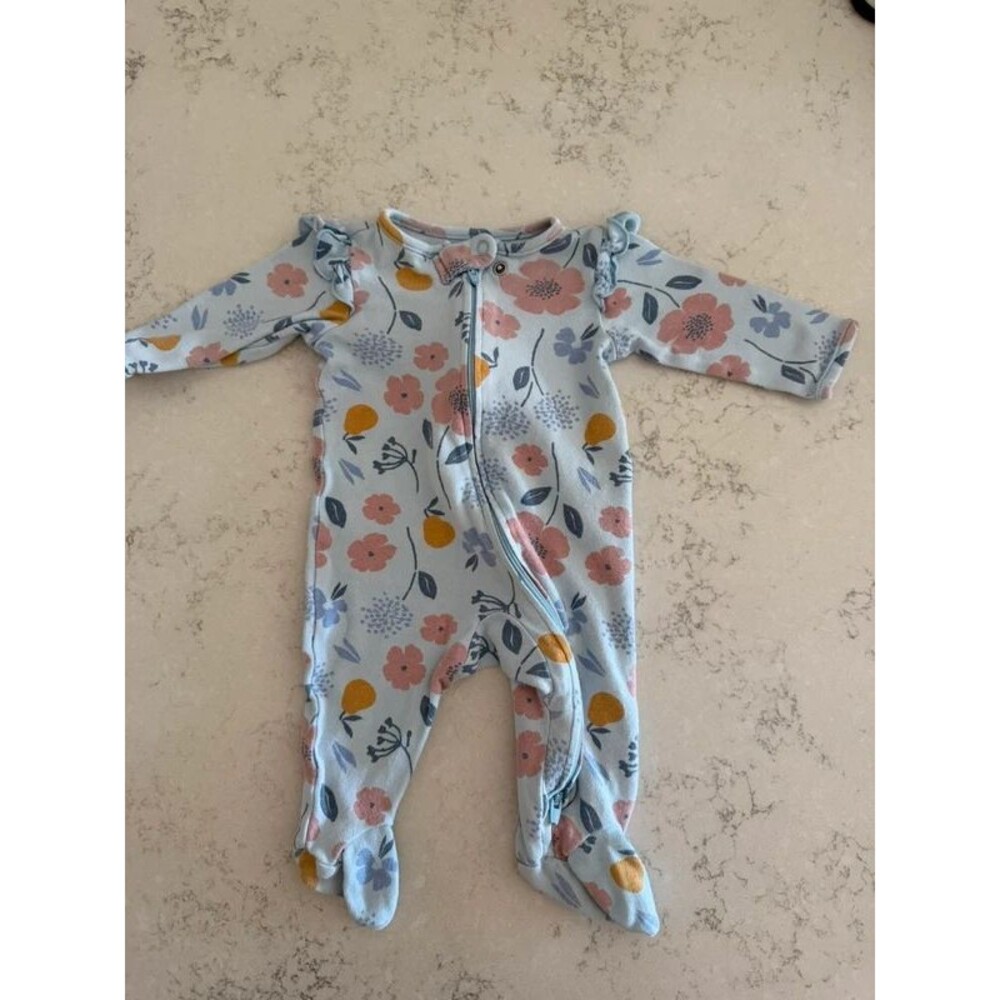 Carter’s Blue Floral Cotton Infant Pajamas, 0–3 Months